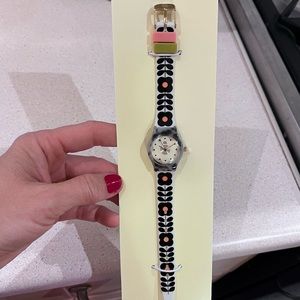 ORLA KIELY Time watch - pink/grey signature - small face - new in box - from UK